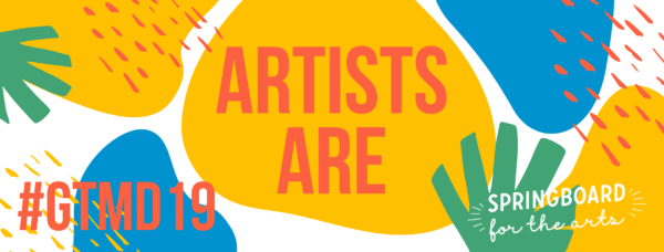 Graphic of ARTISTS ARE for Give to the Max Day