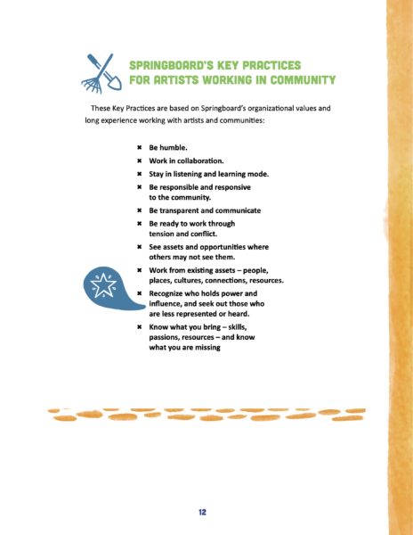 Sample page from A Handbook for Artists Working in Community