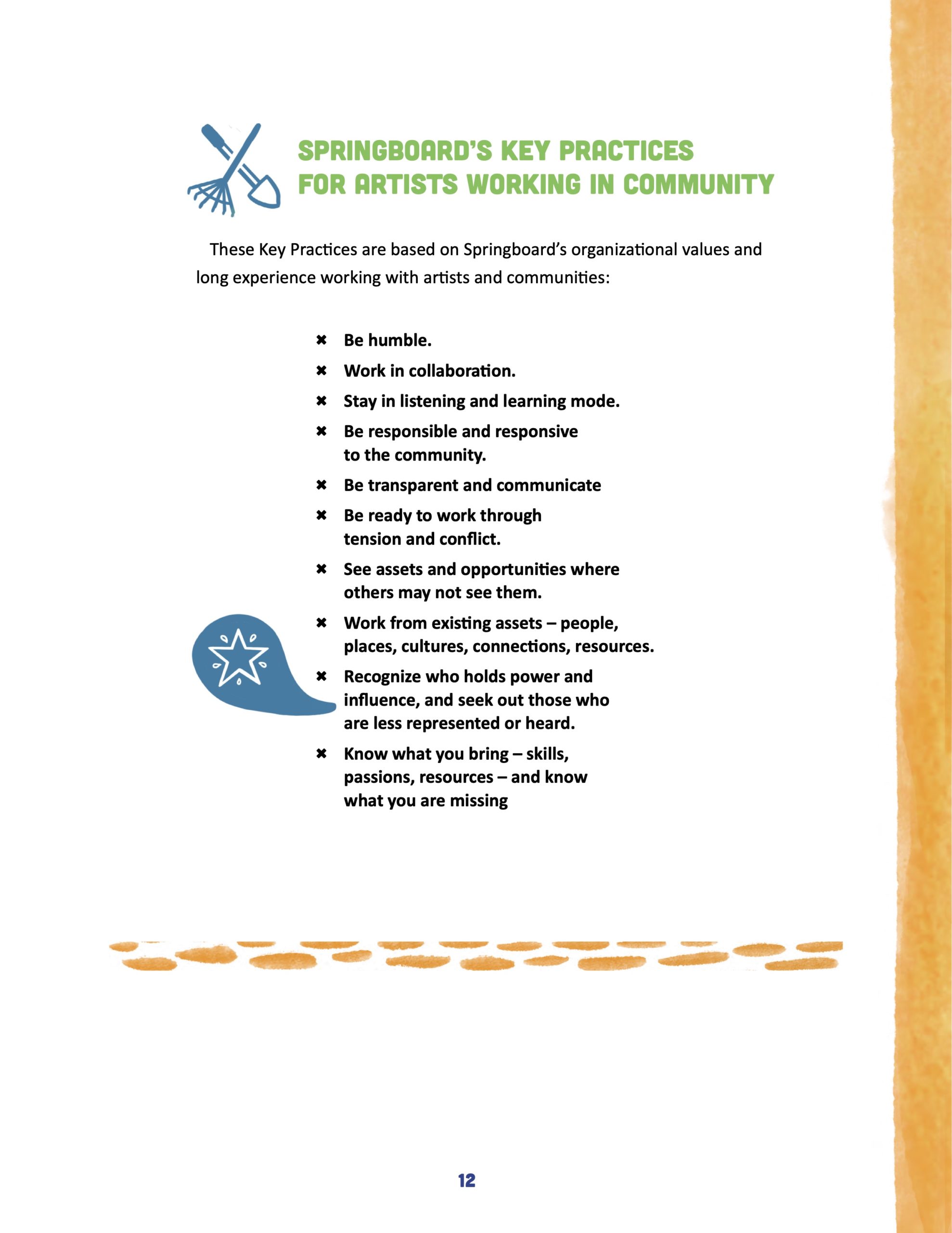 Sample page from A Handbook for Artists Working in Community