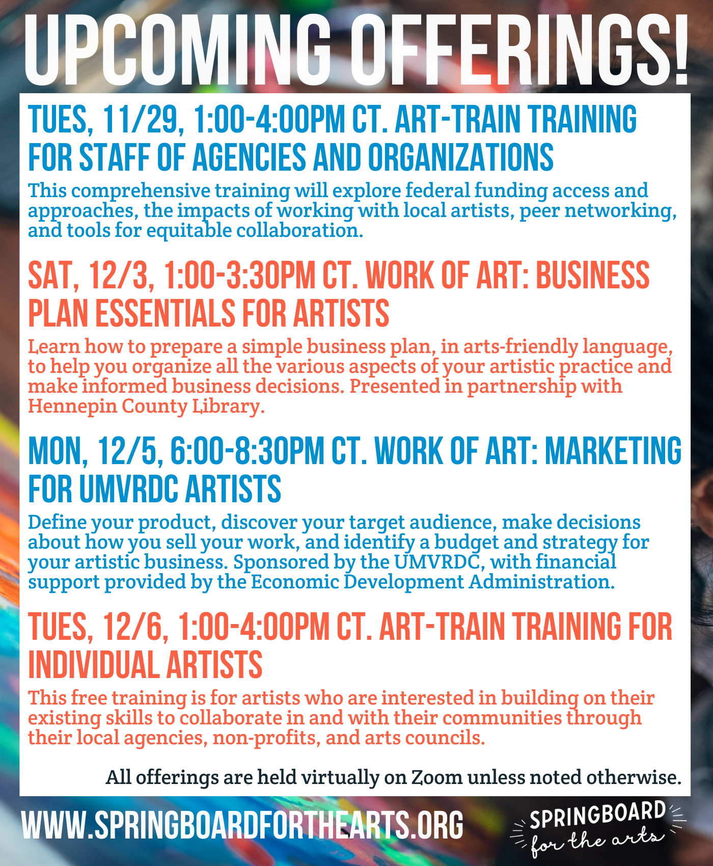December offerings at Springboard for the Arts