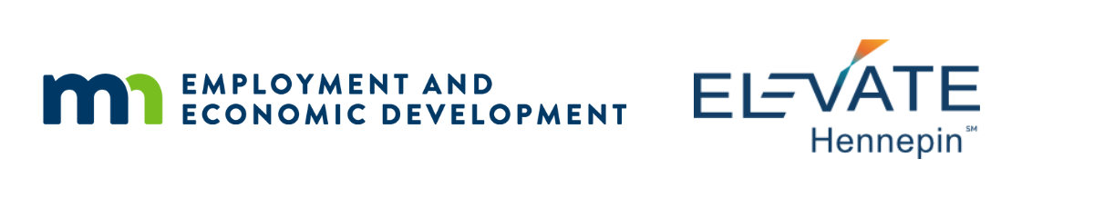 Logos for the Minnesota Department of Employment and Economic Development and Elevate Hennepin